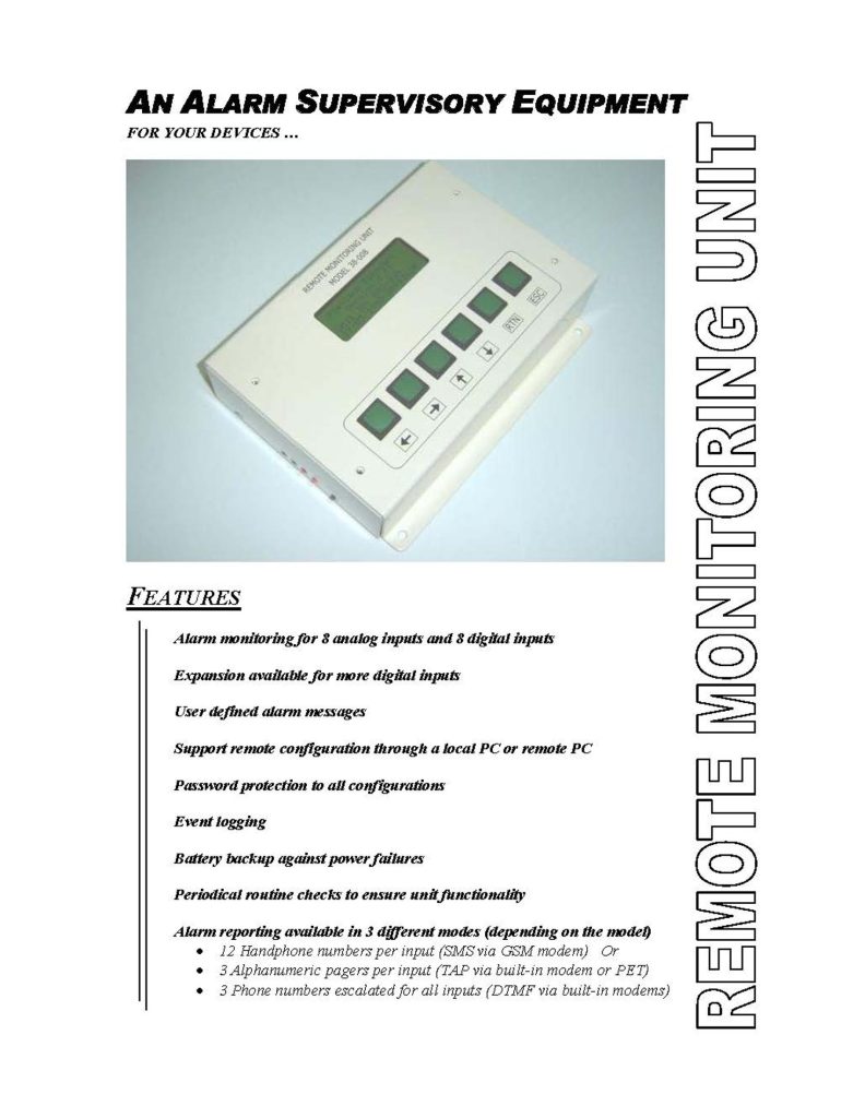 Alarm RMU remote monitoring unit alarm supervisory equipment battery SMS alarm gateway SMS gateway alarm